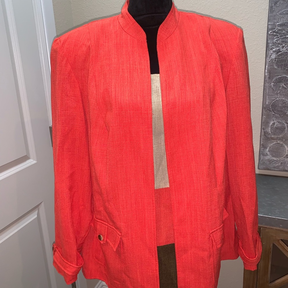 2 Piece Jacket & Top Orange Cream and Brown